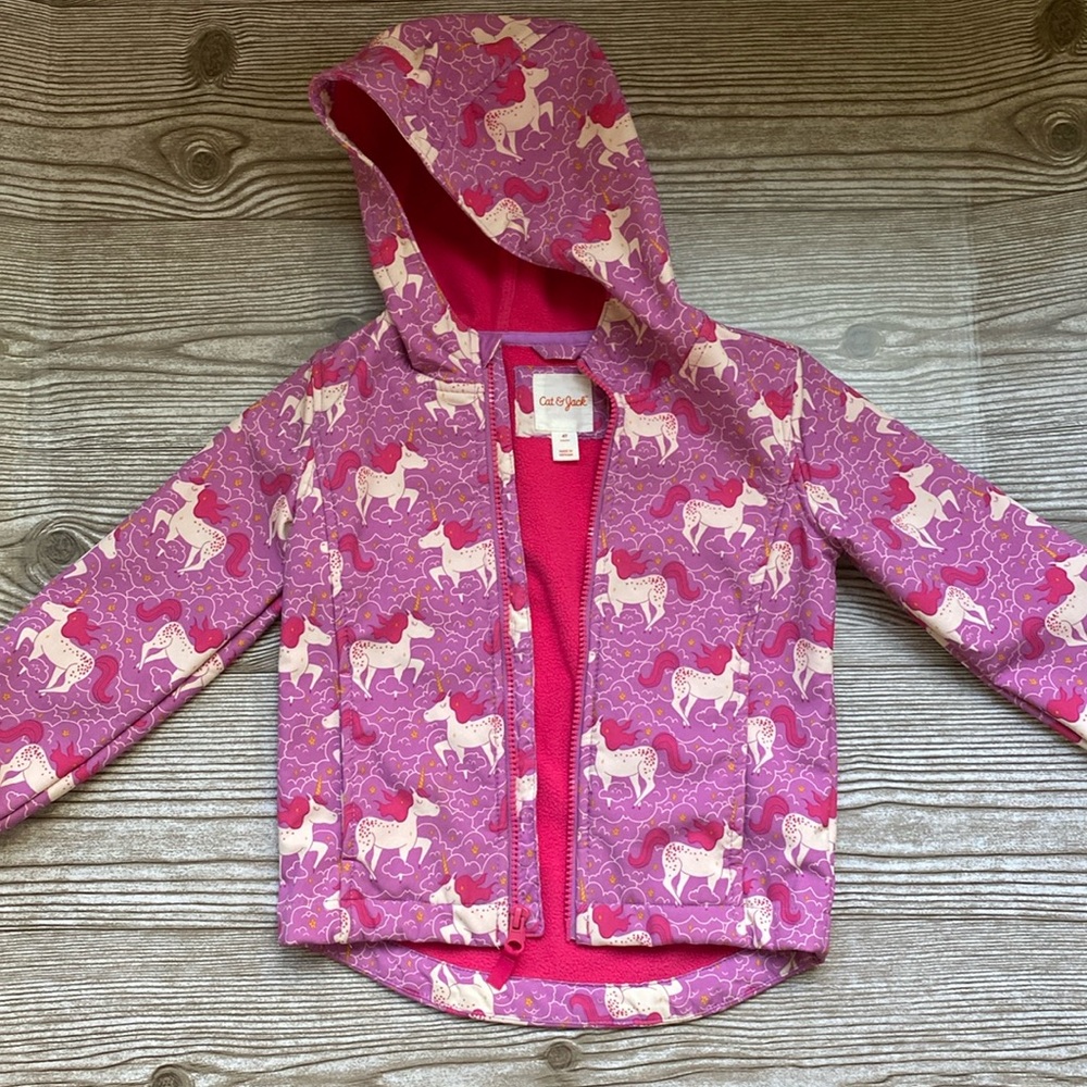 Purple and pink unicorn water resistant jacket